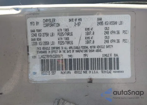 1997 Jeep Grand Cherokee Limited z USA, uszkodzony, nr VIN 1J4GZ78Y9VC699071